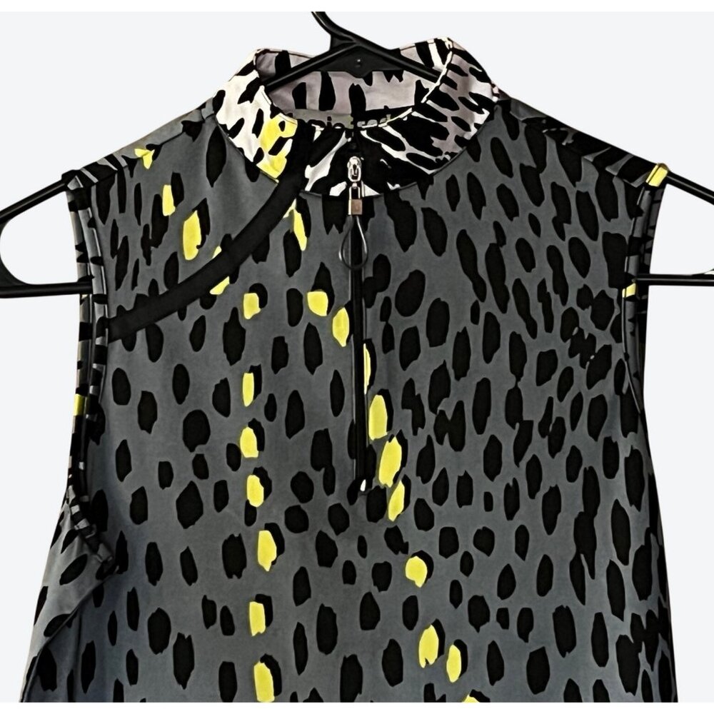 Jamie Sadock Women's XS 1/4 Zip Sleeveless Golf Top Gray, Black Yellow Geometric - Picture 2 of 5